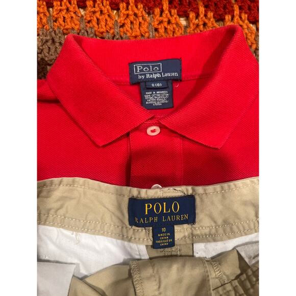 Polo Ralph Lauren Boys Set Long Sleeve Polo Cargo Shorts  8/10 - Picture 8 of 8